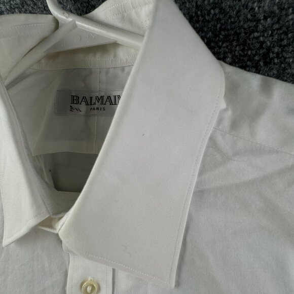 Balmain Paris SSP Button Up Long Sleeve White Shirt Cotton Blend Size 40-78 - Picture 10 of 16